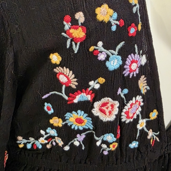 Topshop Black Floral Embroibery Swim Coverup - Picture 10 of 11